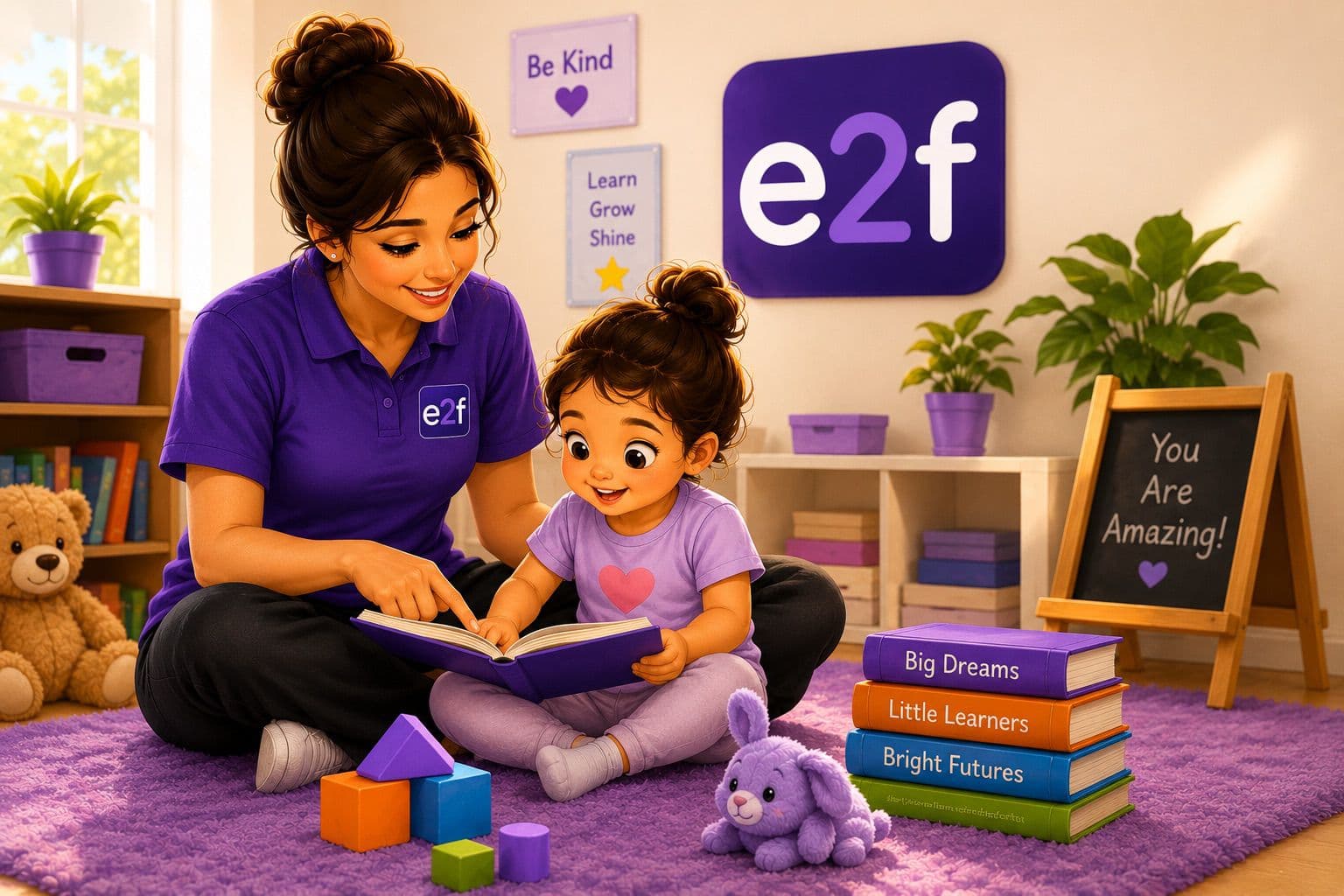 Edu2Fam educator reading with a young child in a warm, welcoming learning space